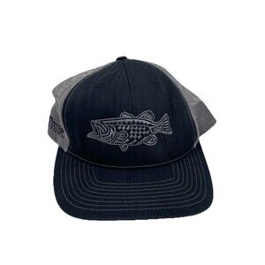 Richardson 112 Tucker Hat Bassfish Adjustable SnapBack Black Gray Logo Good